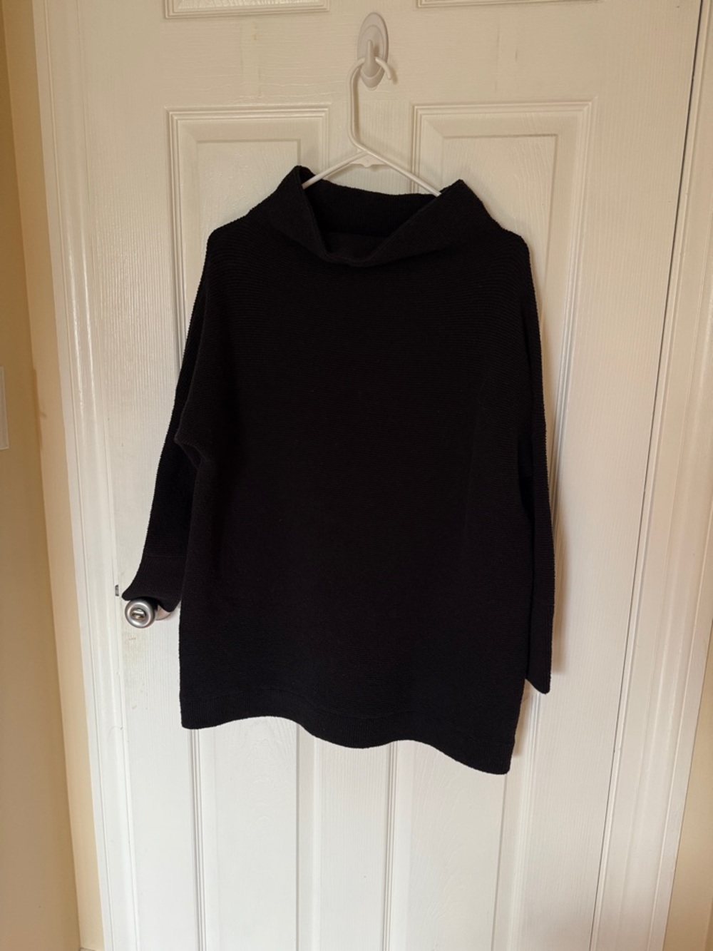 Free People Black Funnel Neck Knit Sweater